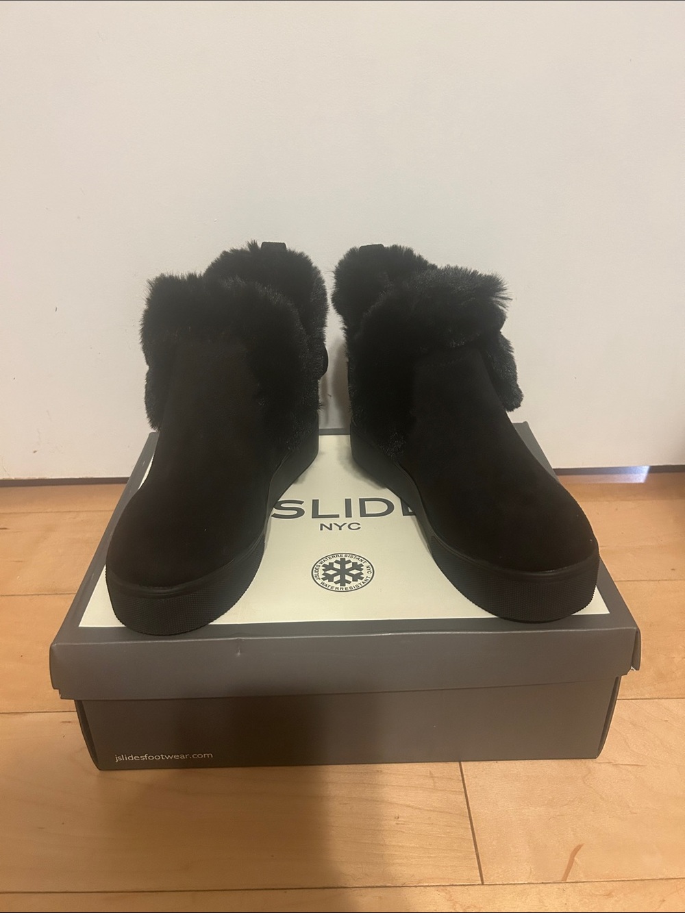 Women’s Black Faux Fur Suede Ankle Booties